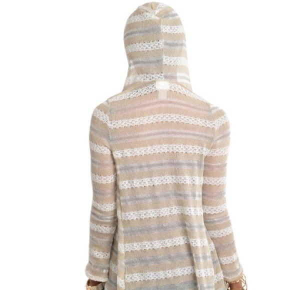 Beige and White Striped Cardigan - Picture 2 of 3