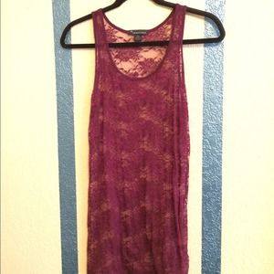 Long Magenta Lace tank