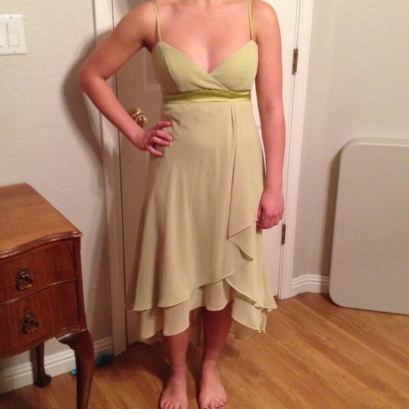 Spring green chiffon dress
