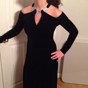 Navy blue velvet gown