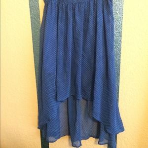 Blue and White polka dotted high low skirt