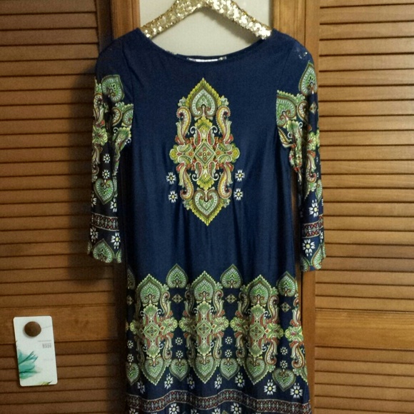 Embroidered navy floral dress