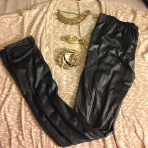 New Faux Leather Dark Grey Leggings