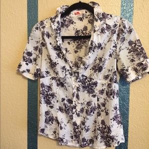 Black and White Short Sleeve Button Up