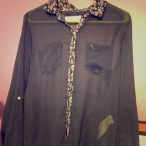 Sheer navy long sleeve shirt