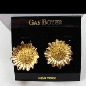 Gay Boyer sunflower clip earrings