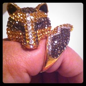 Rhinestone fox ring-- size 9