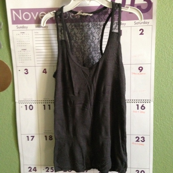 Ribbed tank top with a lace back