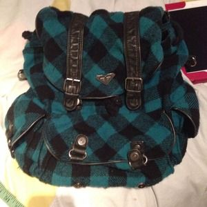 Roxy teal plaid backpack