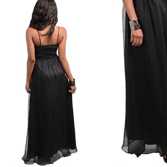 👑Black Chiffon Evening Gown -Small (Clearance) - Picture 5 of 6
