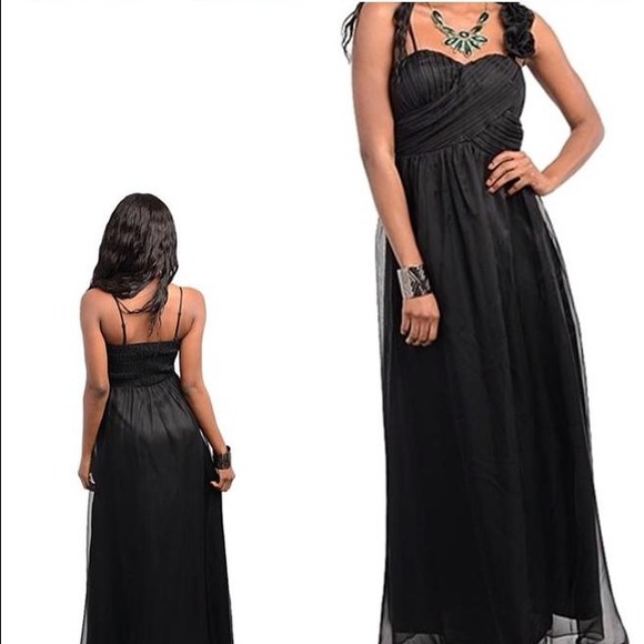 👑Black Chiffon Evening Gown - Medium (Clearance) - Picture 2 of 6