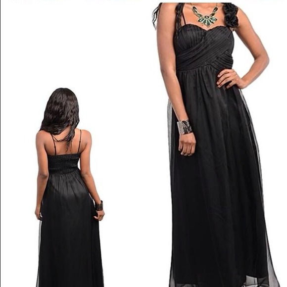 👑Black Chiffon Evening Gown - Large (Clearance) - Picture 2 of 6