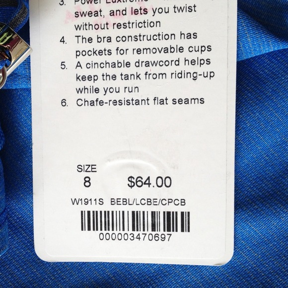 SOLD New LULULEMON Blue Back on Track TANK wTags - Picture 4 of 4