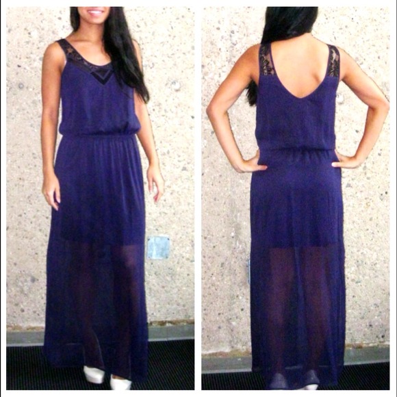 Lace Detail Chiffon Maxi - Picture 3 of 3