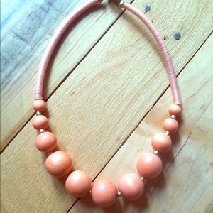 Peach Wooden Ball Necklace