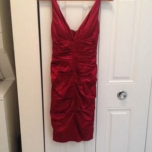 Red satin dress
