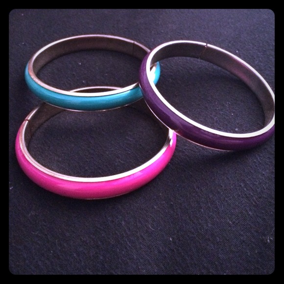 Bangle set. Purple, turquoise, and hot pink