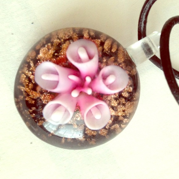 Genuine Leather and Italian Glass Necklace