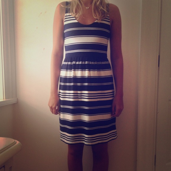 J.Crew stripped blue and white dress