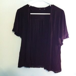 Black short sleeve cardigan