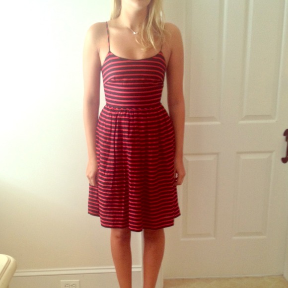 J.Crew black and red stripped dress