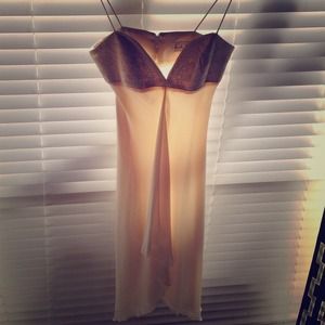 Nicole Miller cream color knee length gown