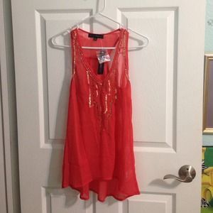 coral shortsleeve blouse
