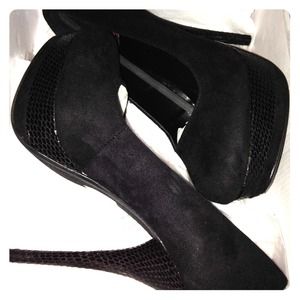Black suede high heels-size 8