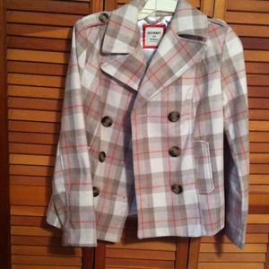 NWOT Never worn plaid jacket w pea-coat styling.