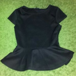 Short sleeve peplum black top