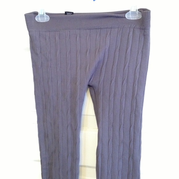 Grey fleece lined cable knit tights