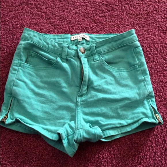 Turquoise high waisted shorts