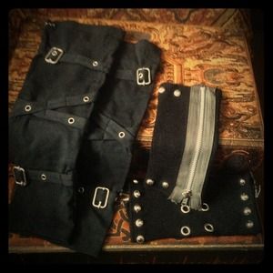 2 Pair Black Gothic Metal Wristlets Never Worn