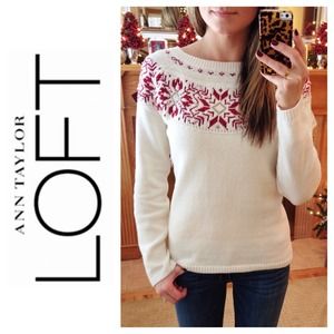 LOFT Bead & Sequin Snowflake Sweater