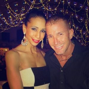 Jessica McClintock black & white color block dress