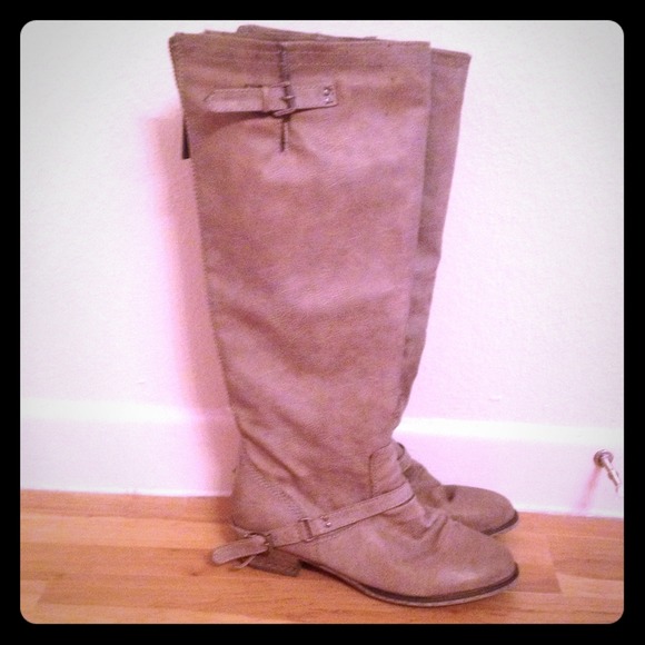 RESERVED Stone grey knee high riding boots