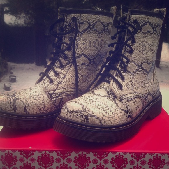 Black, White, and Grey Snakeskin Boots