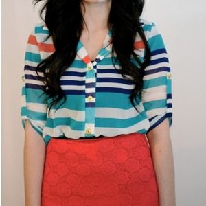 Striped chiffon top