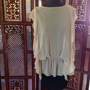 Sheer Taupe Blouse- BCBG MAXAZARIA