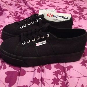 Superga Black Flatforms