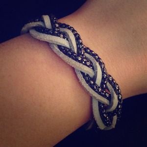Baby Blue Suede and Metallic Braided Bracelet