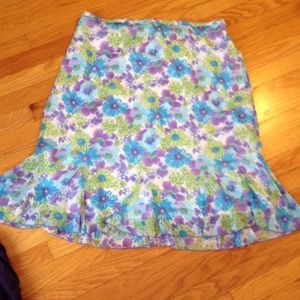 Flirty Floral Print Skirt, fully lined. Dress Barn
