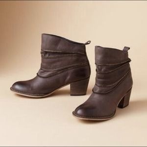 HOLD brown leather booties /melani heels