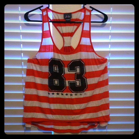 Orange and white 83 top