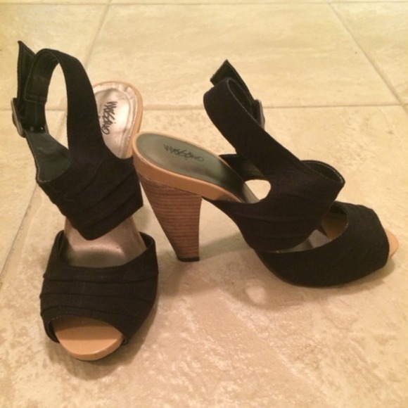 Black wooden heels