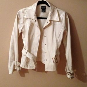 Faux white leather jacket