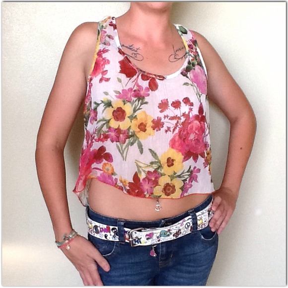 🚫SOLD🚫🎉HP🎉Shimmer Flower Power🌺 High/Low Top - Picture 3 of 4