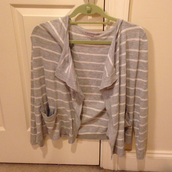 Gap Gray and White striped cardigan