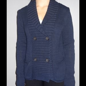 Button down navy blue sweater