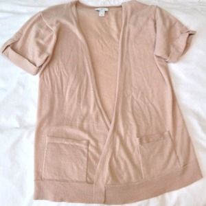 Nude colored short sleeved Cardigan